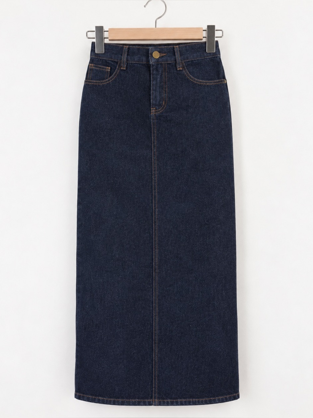 Cider Dark Blue Denim Maxi Skirt with Back Slit BNWT
